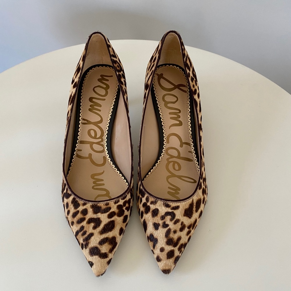 Sam Edelman Calf Hair leopard kitten heels